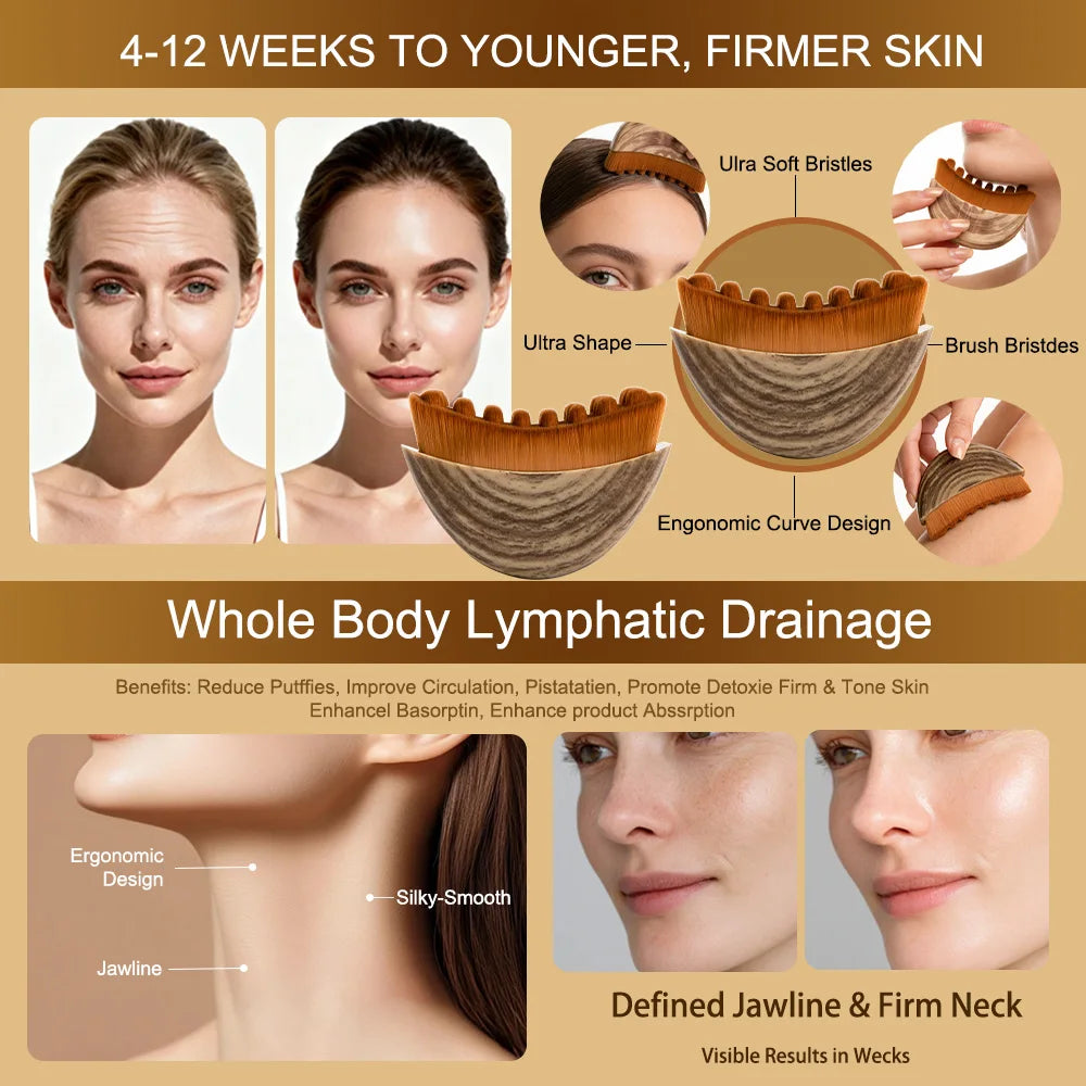 Lymphatic Contour Face Brush Lymphatic Drainage Reduce Puffiness Relief Fatigue Facial Massager Face Chin Skin Sculpting Tool